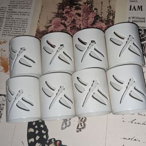 Ikea White Metal Dragonfly Napkin Holder Rings Set of 8